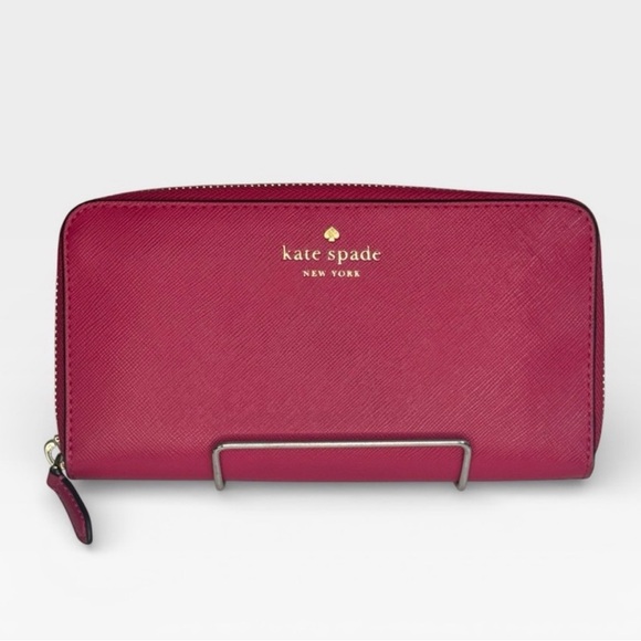 kate spade Handbags - Kate Spade New York Pink Saffiano Leather Zip Around Wallet Continental